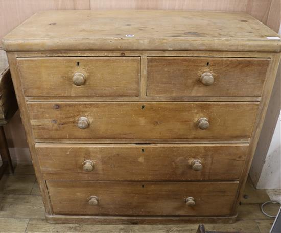 A late Victorian pine chest of drawers, W.116cm